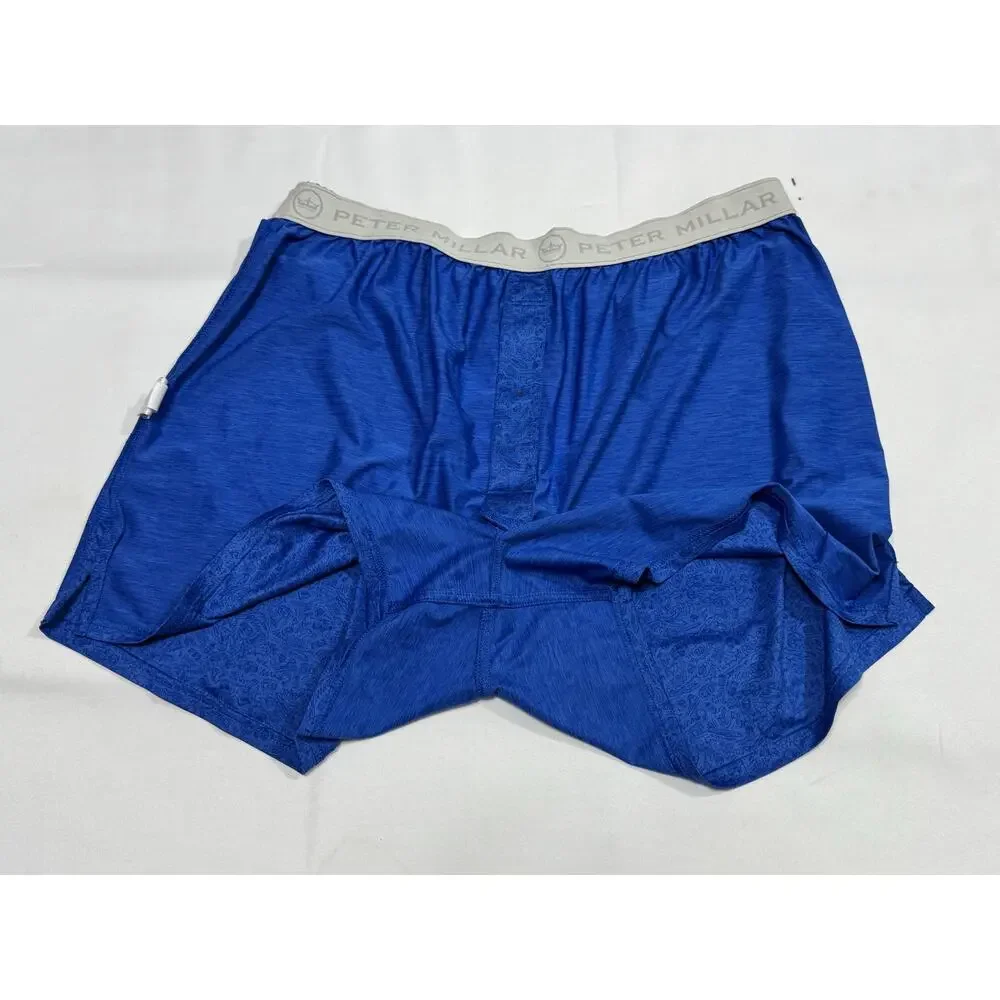 Peter Millar Men's Large Blue Print Performance Boxer Shorts NWOT